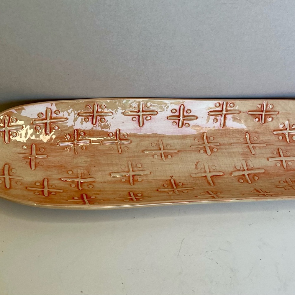 African Handmade Stonewear Serving Platter Signed By Di Marshall